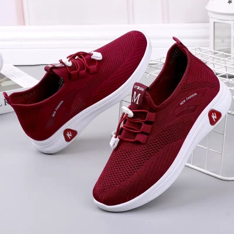 New Arrivals Women's Casual Sports Shoes Girl's Shoes Fashion Breathable Soft Soled Shoes Ladies' Athletic Running Shoes Red