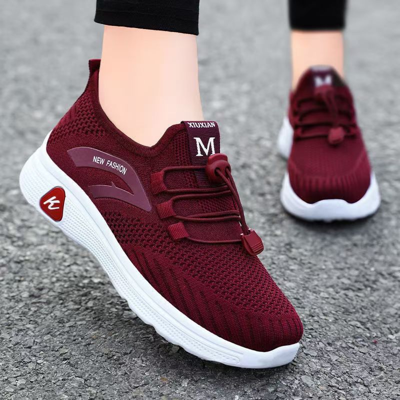 New Arrivals Women's Casual Sports Shoes Girl's Shoes Fashion Breathable Soft Soled Shoes Ladies' Athletic Running Shoes Red