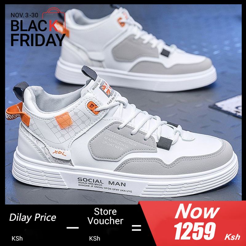 LifeCare New Arrival Fashion High Quality Splicing Men's Board Shoes Student  Shoes Outdoor Casual Hiking Shoes Sneakers White