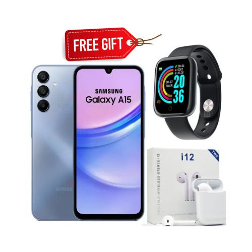 Samsung Galaxy A15, 6.5'' Display, 4GB RAM + 128GB ROM (Dual Sim) 50MP, 5000mAh - Blue+Free Gifts