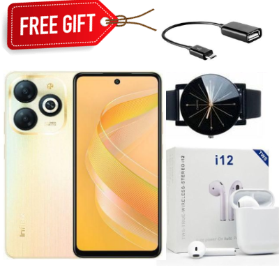 Infinix Smart 8, 6.6" HD Display, 3GB RAM Expandable Up to 6GB + 64GB ROM, Android 13 (Dual sim) 5000mAh -( Gold)+Free Gifts