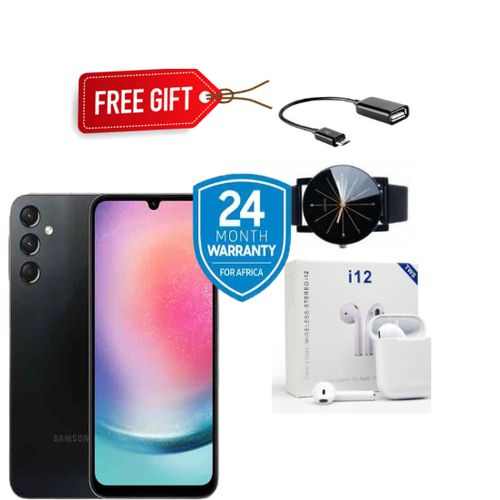 Samsung Galaxy A24, 6.5", 128GB ROM + 4GB RAM, 4G, 50MP, (Dual SIM), 5000mAh, Black+Free Gifts