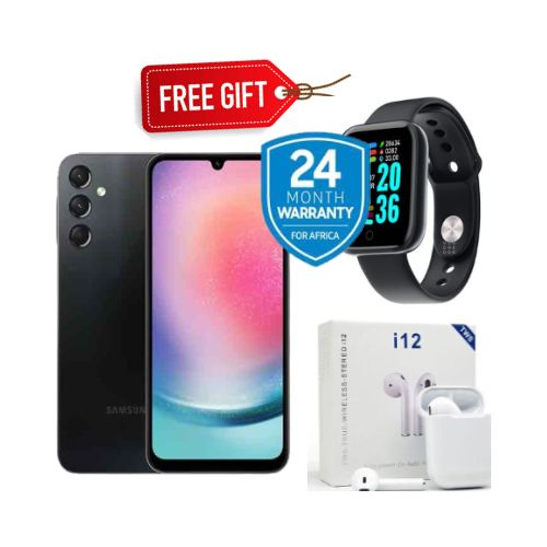 Samsung Galaxy A24, 6.5", 128GB ROM + 4GB RAM, 4G, 50MP, (Dual SIM), 5000mAh, Black+Smartwatch+Pods