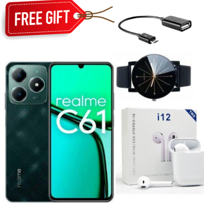 HOLIDAY OFFERS!!!Realme C61 6.74'', 128GB ROM + 6GB RAM (Dual SIM), 5000mAh Battery -Green+Free Gifts