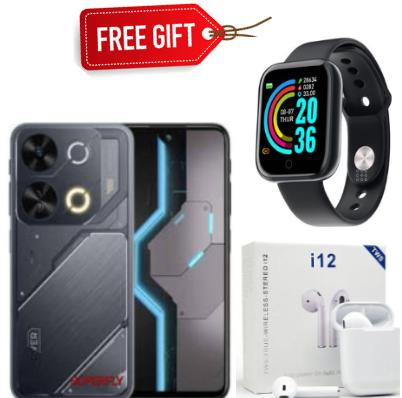[BRAND NEW]Itel P65 128GB + 8(4+4)GB RAM 6.7" Display 7400mAh(5000mAh Baterry +2400mAh Charging Case) Dual SIM 4G Network 50MP+8MP Camera Fingerprint +SMARTWATCH+EARPODS