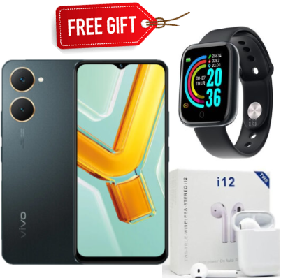 LIMITED DISCOUNTS!!! Vivo Y03 - 6.56'' - 4GB RAM + 64GB ROM - Dual SIM - 5000mAh-Battery- Android 14- 13MP(back)+5MP Front camera-2G/3G/4G-90HZ Refresh Rate-2YRS-Smartphone+ SMARTWATCH+EARPODS