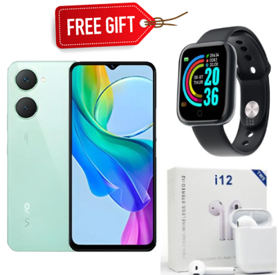 LIMITED DISCOUNTS!!! Vivo Y03 - 6.56'' - 4GB RAM + 64GB ROM - Dual SIM - 5000mAh-Battery- Android 14- 13MP(back)+5MP Front camera-2G/3G/4G-90HZ Refresh Rate-2YRS-Smartphone+ SMARTWATCH+EARPODS