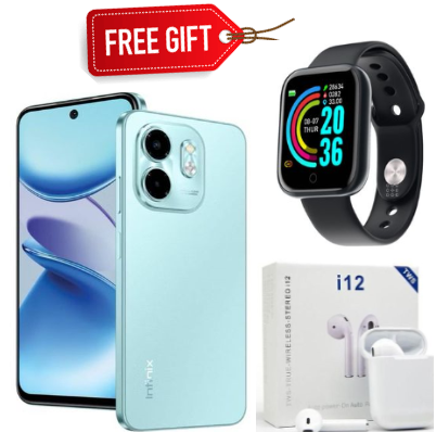 [SPECIAL OFFERS]Infinix SMART 9 6.7 DISPLAY 4GB RAM + 128GB ROM 5000 MAH BATTERY DUAL SIM, REAR CAMRA 13MP(Gold,Green &Black) +SMARTWATCH+EARPODS