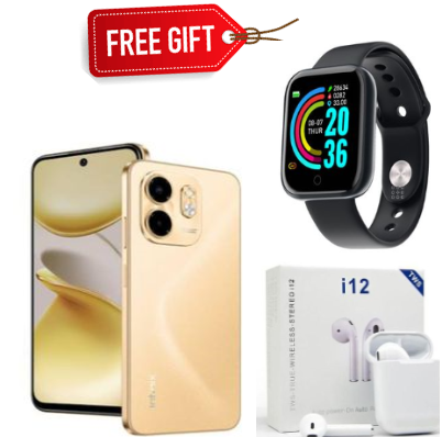 [SPECIAL OFFERS]Infinix SMART 9 6.7 DISPLAY 4GB RAM + 128GB ROM 5000 MAH BATTERY DUAL SIM, REAR CAMRA 13MP(Gold,Green &Black) +SMARTWATCH+EARPODS