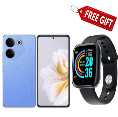 FLASH SALE DEALS!! BRANDNEW Tecno CAMON 20 Pro 5G - 6.67" (256GB/8GB) DualSIM, 5000mAh-64MP Back, 32MP Selfie Camera-120Hz Refresh Rate-Black/Blue+Smartwatch
