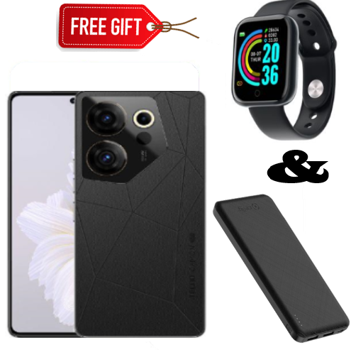 FLASH SALE DEALS!! BRANDNEW Tecno CAMON 20 Pro 5G - 6.67" (256GB/8GB) DualSIM, 5000mAh-64MP Back, 32MP Selfie Camera-120Hz Refresh Rate-Black/Blue+Smartwatch+PowerBank