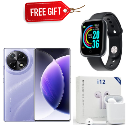 [BLACK FRIDAY DEALS]Tecno Camon 30s, 6.78" Display, 128GB ROM + Up to 12GB (6GB + 6GB) RAM 4G (Dual SIM) 50MP OIS Main Camera, 5000mAh - Celestial Black+ Smartwatch+Earpods