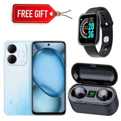 [BLACK NOVEMBER OFFER!!!] Itel A80 6.7" 4GB RAM+128GB Storage, Android 14, 5OMP Camera,5000mAh Battery with Type-C Support 10W (Dual Sim)+Free Earbuds+Smartwatch