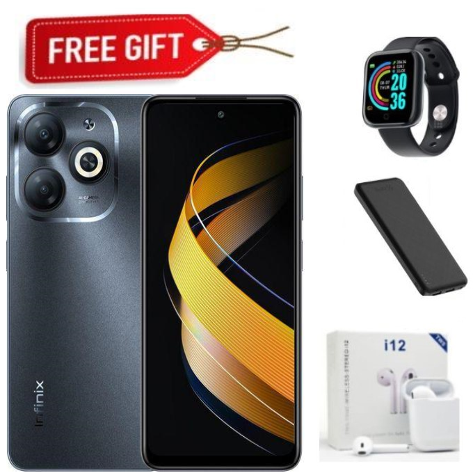 HOLIDAYOFFERS!!! Infinix Smart 8, 6.6" HD Display, 2GB RAM Expandable Up to 4GB + 64GB ROM, Android 13 (Dual sim) 5000mAh - Black