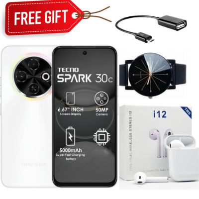 [HOLIDAY OFFERS!!] BRANDNEW Tecno Spark 30C 6.67'' HD+ Screen UP to 8GB RAM + 128GB ROM Dual Sim 50MP 5000 mAh Battery Capacity Smart phone+Free Gifts