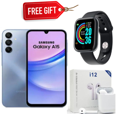 HOLIDAY OFFERS!!! Brand New Samsung Galaxy A15 128GB ROM +4GB RAM 50MP Triple Camera 6.5" 90Hz Display  5000mAh 25W Type-C Charge-Smart Phones+Free Smartwatch+Earpods