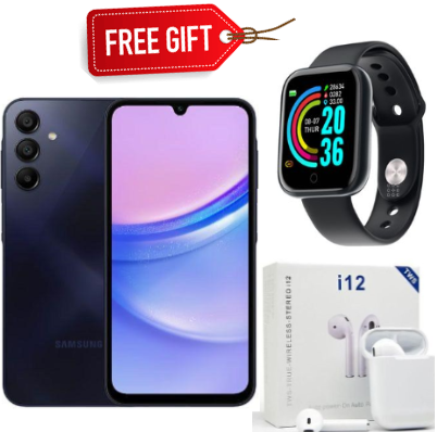 HOLIDAY OFFERS!!! Brand New Samsung Galaxy A15 128GB ROM +4GB RAM 50MP Triple Camera 6.5" 90Hz Display  5000mAh 25W Type-C Charge-Smart Phones+Free Smartwatch+Earpods