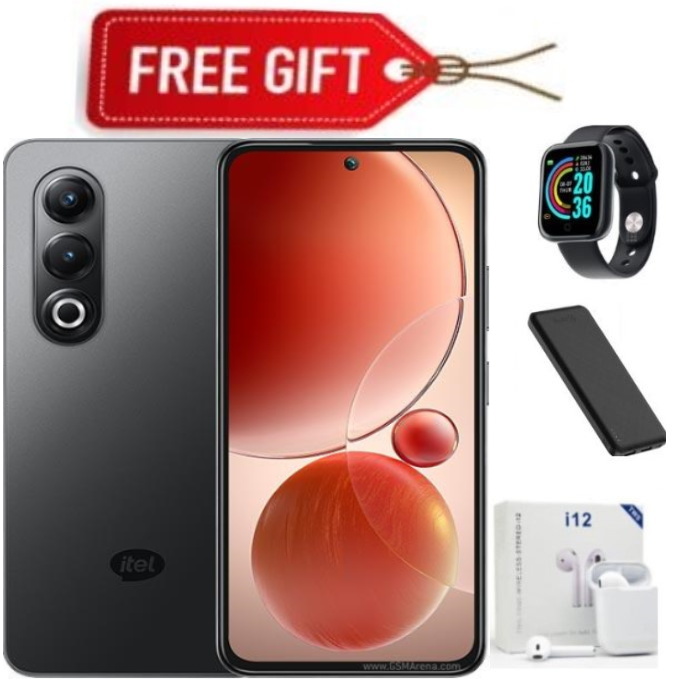 NEW ARRIVALS!!!! BRAND NEW Itel S25 6.6"AMOLED Display, 128GB Storage+ Up To 12GB RAM, 5000mAh, 50MP Camera with warranty,Dual sim 4G network-smartphones+FREE EARPODS+SMARTWACH+POWERBANK