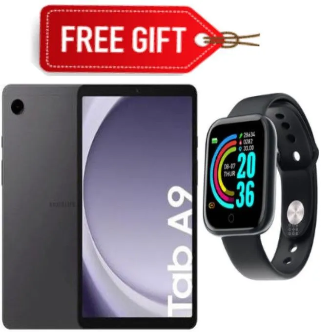 LIMITED TIME DEALS!!Samsung Galaxy Tab A9 RAM:4 GB RAM /64GB ROM Chipset: Mediatek Helio G99(6nm) Display:8.7inch TFT LCD Main Camera: 8 MP Selfie Camera:2MP Battery:5,100 mAh +FREEBIES