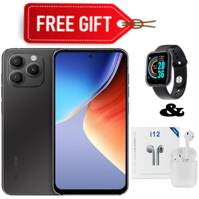DISCOUTED OFFERS!!! Blackview A96 12GB+256GB 6.5 Inches 48MP+8MP+16MP Camera Android 13 Fingerprint Identification Smartphone Helio G99 4380 mAh Mobile Phone 6.5'' 120Hz-Smartphones+FREE GIFTS