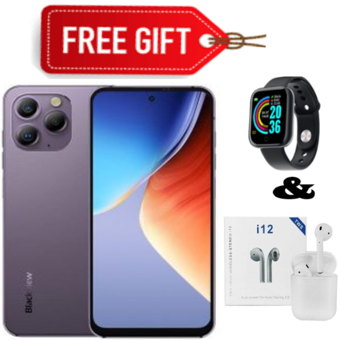 DISCOUTED OFFERS!!! Blackview A96 12GB+256GB 6.5 Inches 48MP+8MP+16MP Camera Android 13 Fingerprint Identification Smartphone Helio G99 4380 mAh Mobile Phone 6.5'' 120Hz-Smartphones+FREE GIFTS