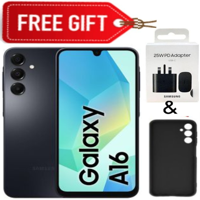FLASH SALE DEALS!! BRAND NEW Samsung Galaxy A16, 6GB+128GB ROM 6.7" HD, Android 14, 4G, Bluetooth, 50MP-Camera, Battery-5000mah,(Dual Sim)-Smartphone+ADAPTER+CASE