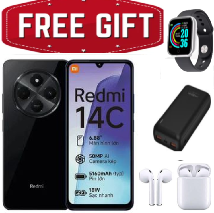 HOLIDAY OFFERS!!!  XIAOMI Redmi 14C 6.88" Screen UpTo 8GB RAM + 128GB Storage Dual Sim 5160mAh Battery Capacity Smart Phone+FREEBIES