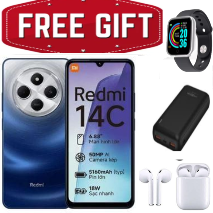 HOLIDAY OFFERS!!!  XIAOMI Redmi 14C 6.88" Screen UpTo 8GB RAM + 128GB Storage Dual Sim 5160mAh Battery Capacity Smart Phone+FREEBIES