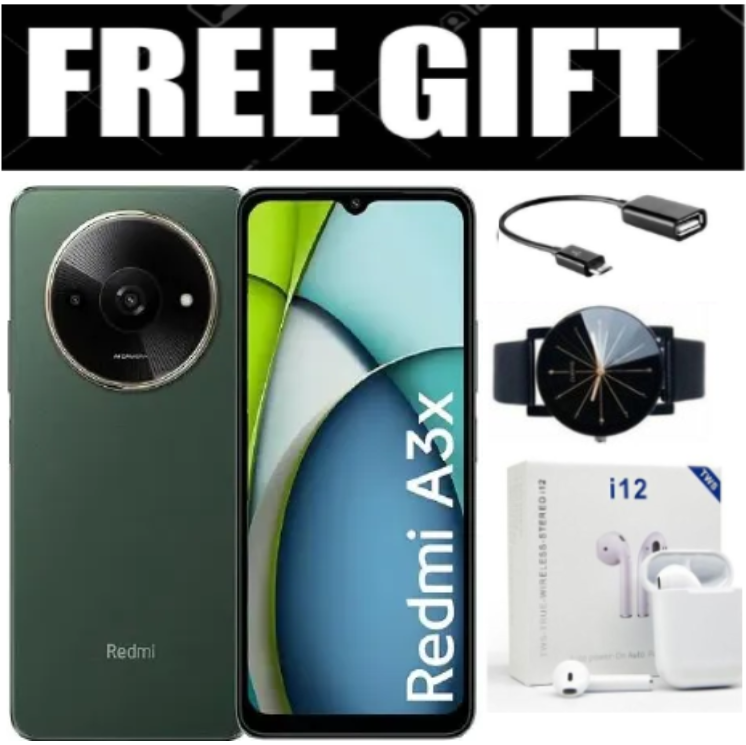 DISCOUNTED OFFER!!! XIAOMI Redmi A3X 6.71" 64GB+3GB RAM 4G Network 5000mAh Battery 8MP AI Camera 10W Fast Charging Fingerprint Sensor Android 14 Smart Phones+FREE GIFTS