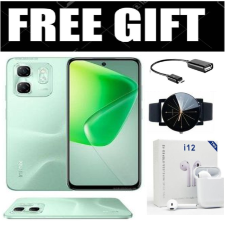OFFER!! OFFER!! BRANDNEW Infinix Hot 50i 4G, Screen 6.78-inch 120Hz,12 GB(6+6)RAM+128GB ROM' Battery: 5000mAh, [Dual], Ultra Sleek 48 MP+FREE WEBWATCH+OTG CABLE+EARPODS