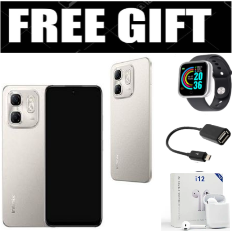 DISCOUNTED OFFERS!!! Infinix Hot 50i 4G, Screen 6.78-inch 120Hz,12 GB(6+6)RAM+128GB ROM' Battery: 5000mAh, [Dual], Ultra Sleek 48 MP+FREE SMARTWATCH+EARPODS