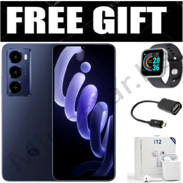 NEW ARRIVALS!! Itel CITY 100 , 7.65" Inch Display, IP64, (6+12)GB RAM + 128 GB ROM, 5200mAh, Side Mounted Fingerprint - Navy Blue +FREE Smart Watch, OTG, i12