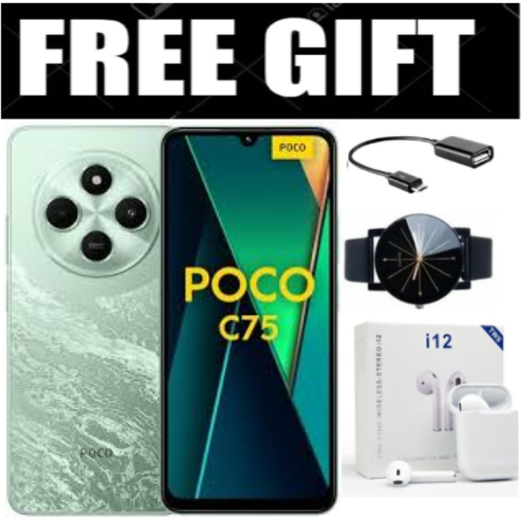 LIMITED OFFER! BRAND NEW Xiaomi Redmi POCO C75, 6.88" display , 128GB+6GB RAM/256GB+8GB RAM Storage  (Dual SIM), 5160mAh battery Smart Phones Mobile Phone +FREE GIFTS