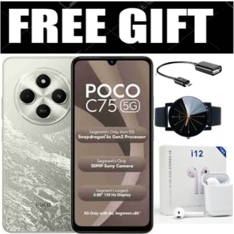 LIMITED OFFER! BRAND NEW Xiaomi Redmi POCO C75, 6.88" display , 128GB+6GB RAM/256GB+8GB RAM Storage  (Dual SIM), 5160mAh battery Smart Phones Mobile Phone +FREE GIFTS