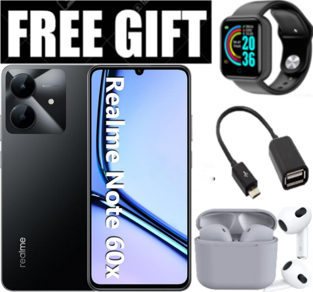 NEW ARRIVALS!! Brand New Realme Note 60x  6.74" IPS LCD Display, 3GB RAM+64GB ROM, 5000mAh, Android 14, 8MP Rear & 5MP Front Camera, Dual SIM, Fingerprint (side-mounted) + FREE GIFTS