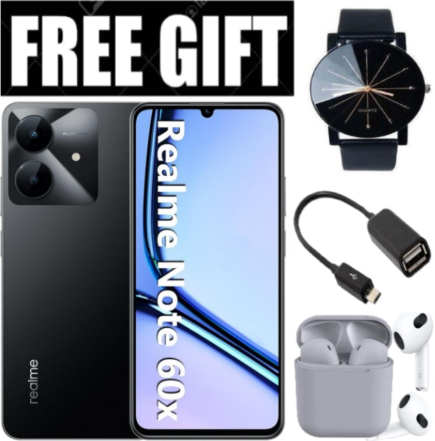 NEW ARRIVALS!! Brand New Realme Note 60x  6.74" IPS LCD Display, 3GB RAM+64GB ROM, 5000mAh, Android 14, 8MP Rear & 5MP Front Camera, Dual SIM, Fingerprint (side-mounted) + FREE GIFTS