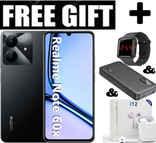 NEW ARRIVALS!! Brand New Realme Note 60x  6.74" IPS LCD Display, 3GB RAM+64GB ROM, 5000mAh, Android 14, 8MP Rear & 5MP Front Camera, Dual SIM, Fingerprint (side-mounted) + FREE GIFTS