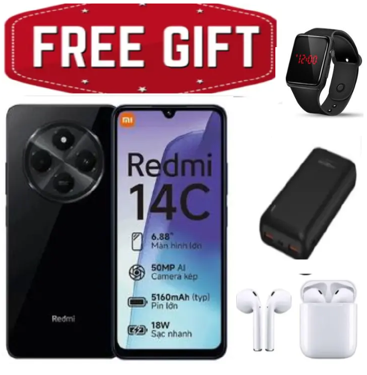 LIMITED TIME DEAL!!BRAND NEW Xiaomi Redmi 14C 8(4+4)GB RAM + 256GB/128GB Storage 6.88" 120Hz HD+ 4G Dual Sim 5160mAh Battery 50MP triple main camera Android 14 Smart Phones+FREEBIES