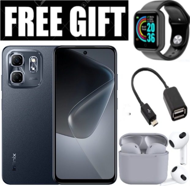 NEW ARRIVALS!! Brand New Infinix Hot 60i 6.7 Inches, 8GB RAM+256GB ROM, 5000 MAh Battery, 50MP Rear & 8MP Selfie Camera, Dual SIM, Fingerprint Sensor (Side-Mounted), IPS LCD Screen + FREE GIFTS