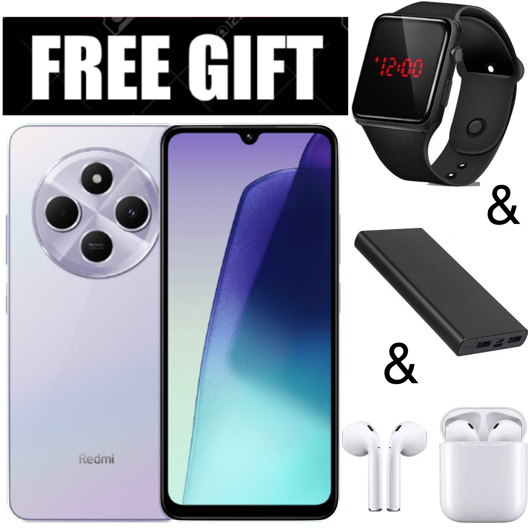 LIMITED TIME DEAL!!BRAND NEW Xiaomi Redmi 14C 8(4+4)GB RAM + 256GB/128GB Storage 6.88" 120Hz HD+ 4G Dual Sim 5160mAh Battery 50MP  main camera Android 14 Smart Phones+POWERBANK+L.E.D WATCH+EARPODS