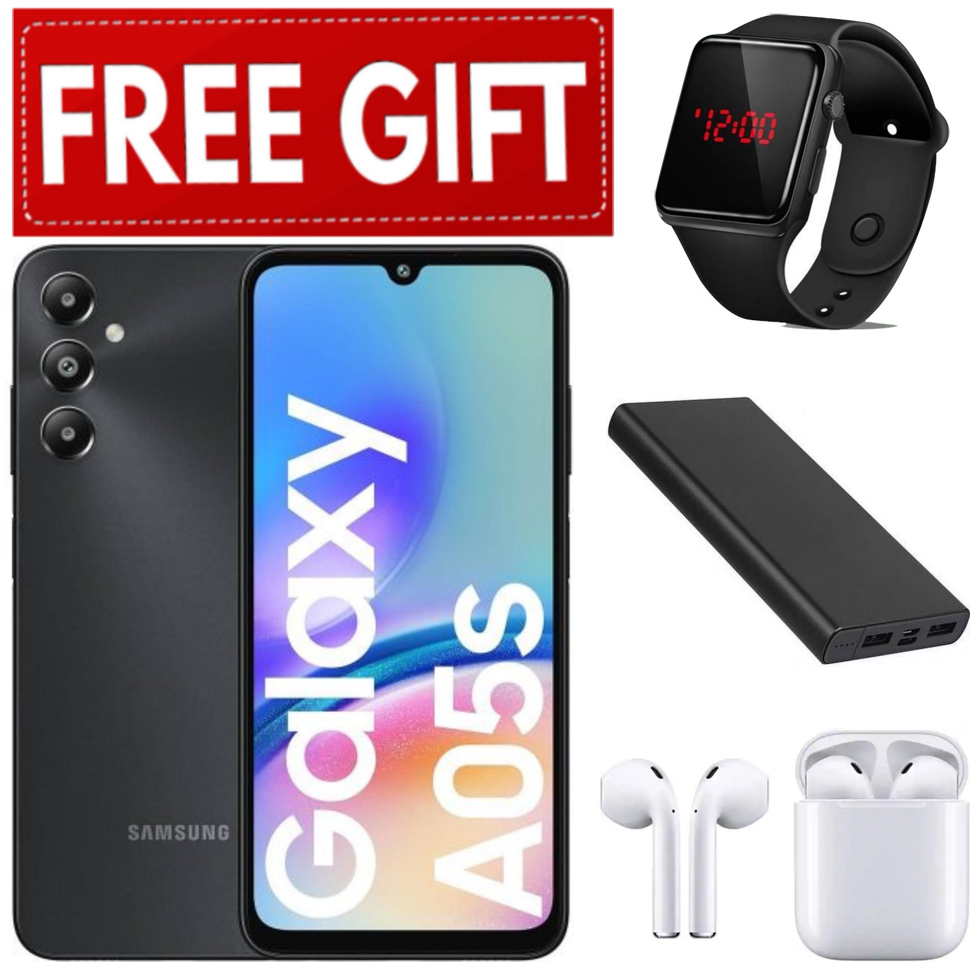 LIMITED TIME DEALS!!! Samsung Galaxy A05S 128GB+4GB 50MP Triple Camera Snapdragon 680 6.7" 90Hz Display Android 13 5000mAh 25W Type-C Charge Smart Phones phone+FREE POWERBANK+EARPODS+LED WATCH