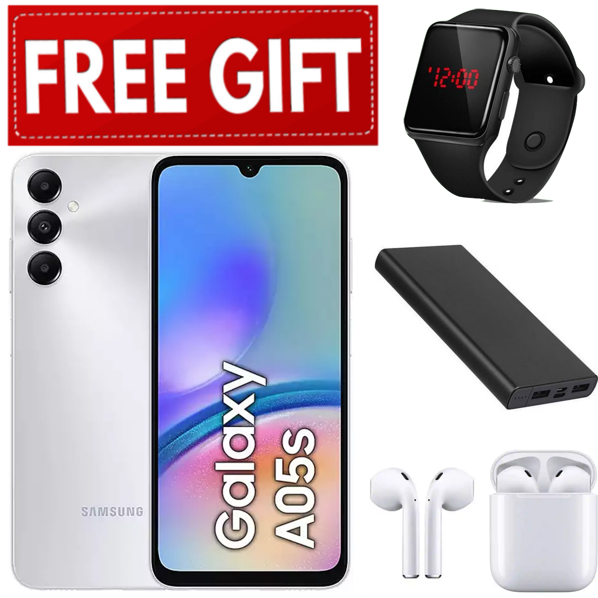 LIMITED TIME DEALS!!! Samsung Galaxy A05S 128GB+4GB 50MP Triple Camera Snapdragon 680 6.7" 90Hz Display Android 13 5000mAh 25W Type-C Charge Smart Phones phone+FREE POWERBANK+EARPODS+LED WATCH