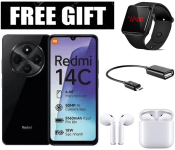 BRAND NEW Xiaomi Redmi 14C 8GB RAM + 256GB Storage 6.88" 120Hz HD+ IPS display 4G Dual Sim 5160mAh Battery 50MP triple main camera Android 14 Smart Phones +SMARTWATCH+EARPODS