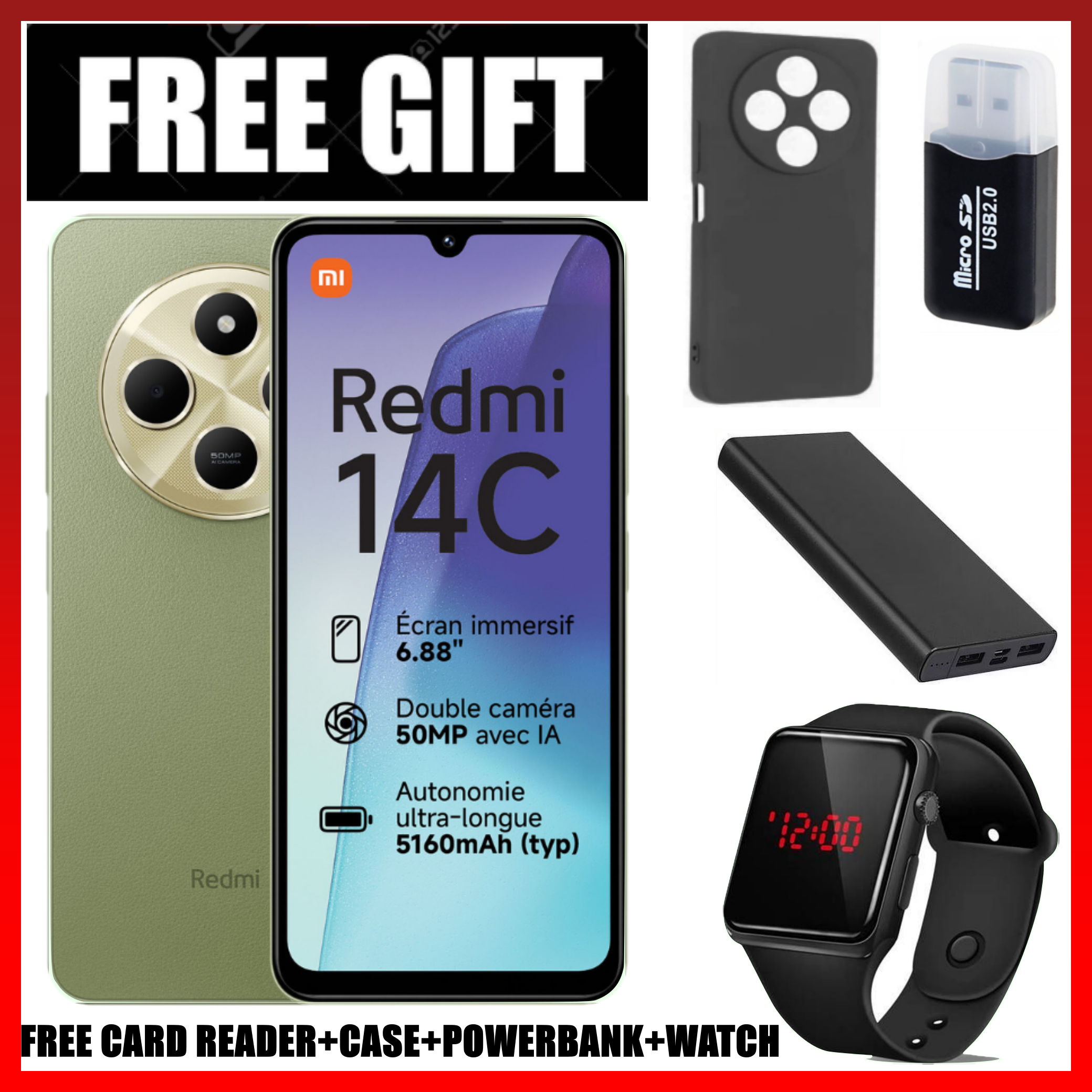LIMITED TIME DEAL!!BRAND NEW Xiaomi Redmi 14C 8(4+4)GB RAM + 256GB/128GB Storage 6.88" 120Hz HD+ 4G Dual Sim 5160mAh Battery 50MP triple main camera Android 14 Smart Phones+FREEBIES