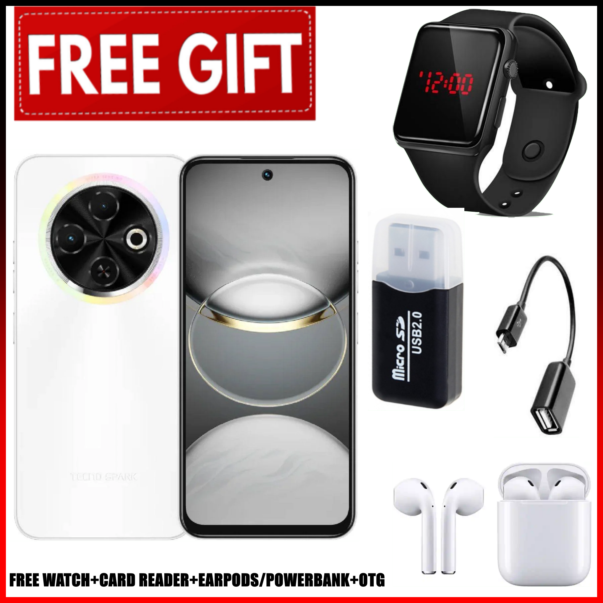 ANNIVERSARY DEALS!! TECNO SPARK 30C 128GB +8(4+4)GB 6.6" 120Hz Phone Dynamic Port 50MP Dual Speakers 7.8mm Ultra Slim 5000mAh 18W Type-C Dual SIM 4G Smart Phones Side Fingerprint Phones+FREEBIES
