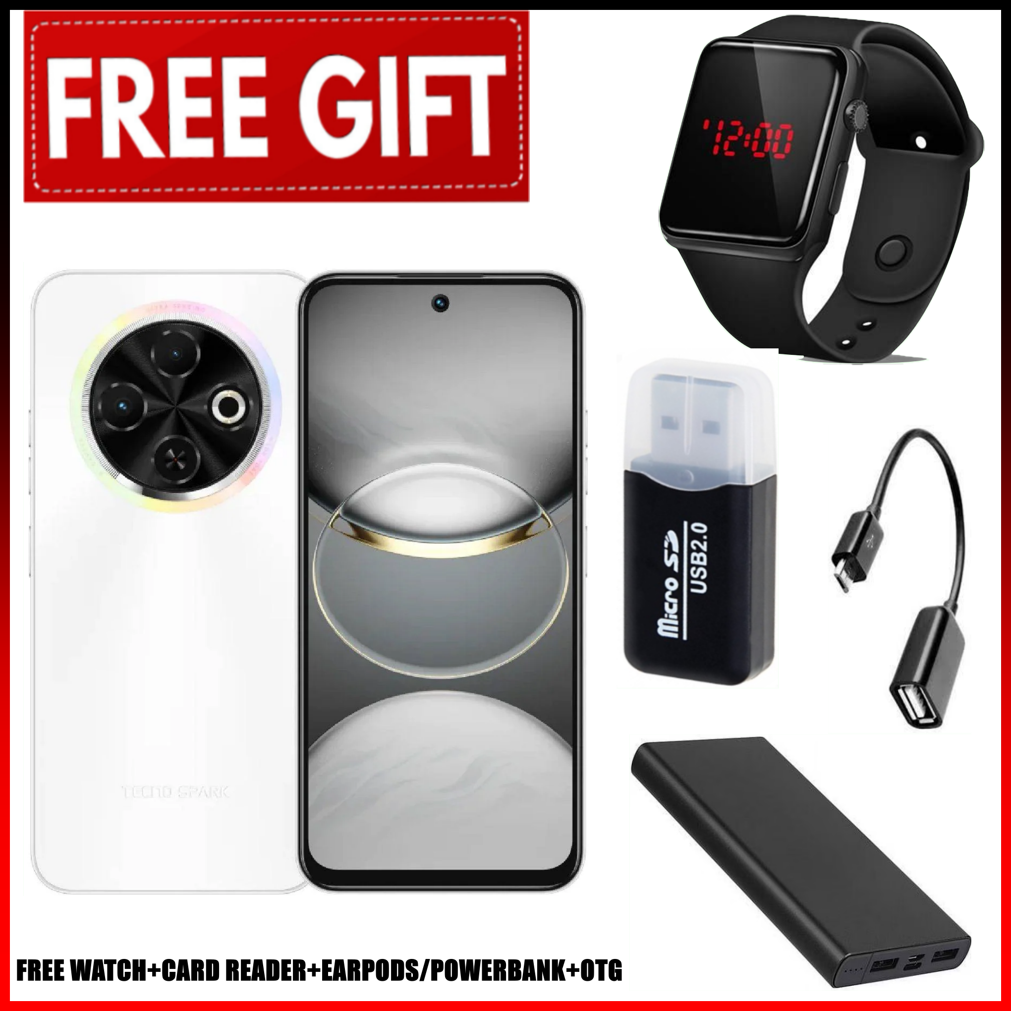 ANNIVERSARY DEALS!! TECNO SPARK 30C 128GB +8(4+4)GB 6.6" 120Hz Phone Dynamic Port 50MP Dual Speakers 7.8mm Ultra Slim 5000mAh 18W Type-C Dual SIM 4G Smart Phones Side Fingerprint Phones+FREEBIES