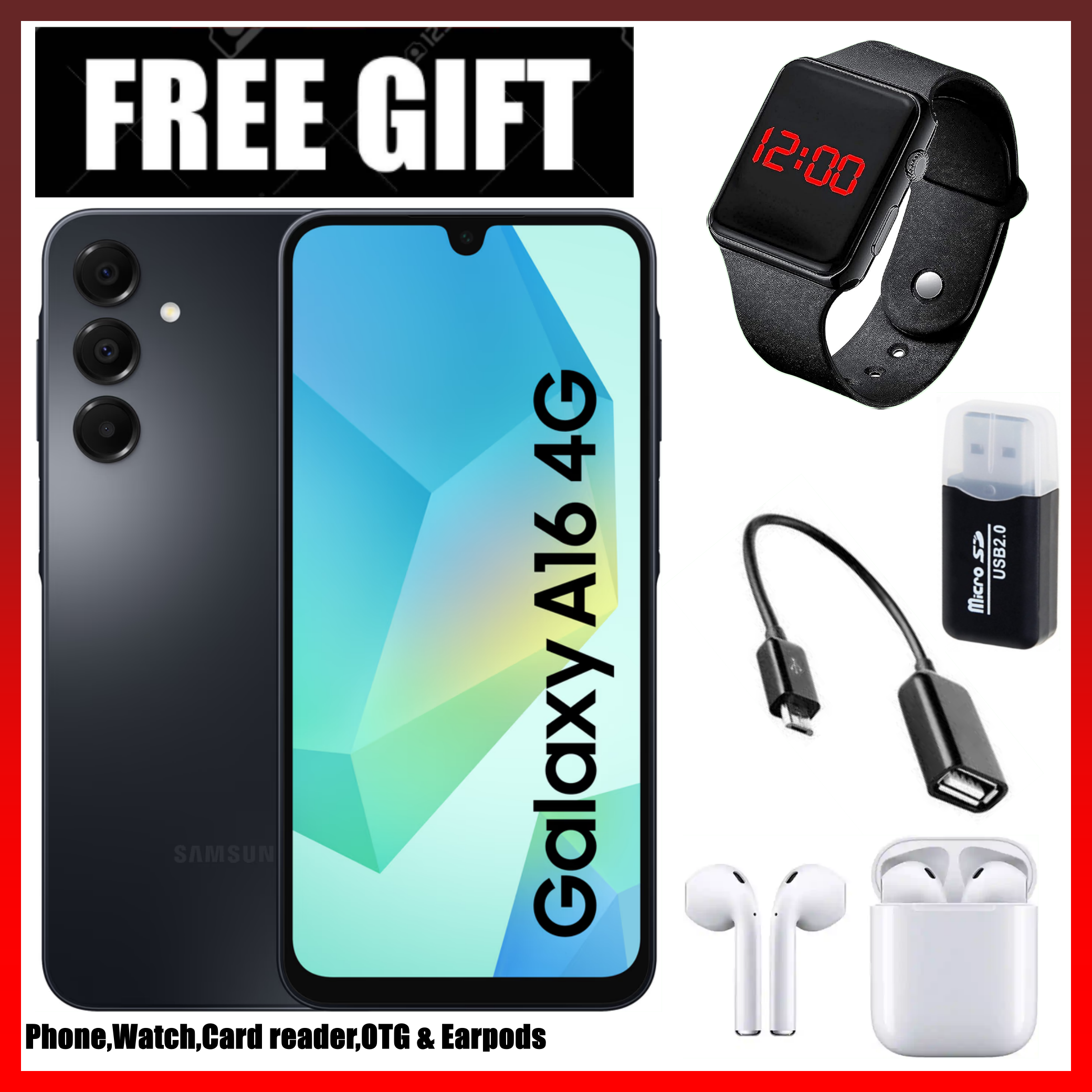 LIMITED TIME DEALS!! !! BRAND NEW Samsung Galaxy A16, 4GB+128GB ROM 6.7" HD, Android 14, 4G, Bluetooth, 50MP-Camera, Battery-5000mah,(Dual Sim)-Smartphone+FREE GIFTS