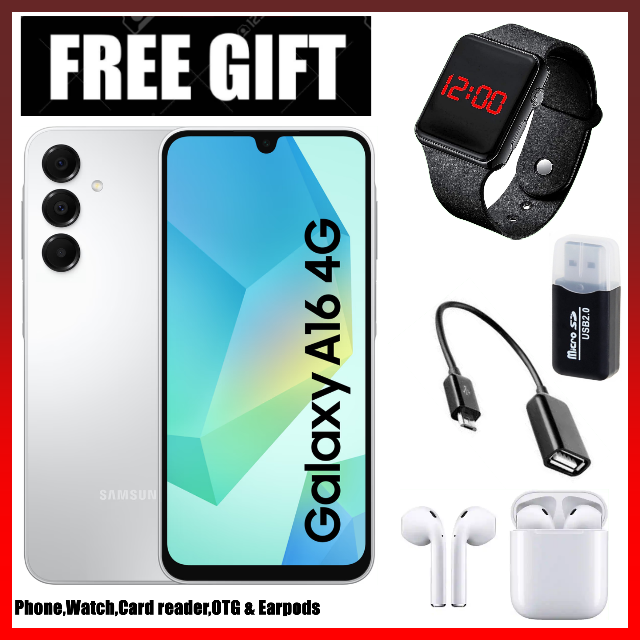 LIMITED TIME DEALS!! !! BRAND NEW Samsung Galaxy A16, 4GB+128GB ROM 6.7" HD, Android 14, 4G, Bluetooth, 50MP-Camera, Battery-5000mah,(Dual Sim)-Smartphone+FREE GIFTS