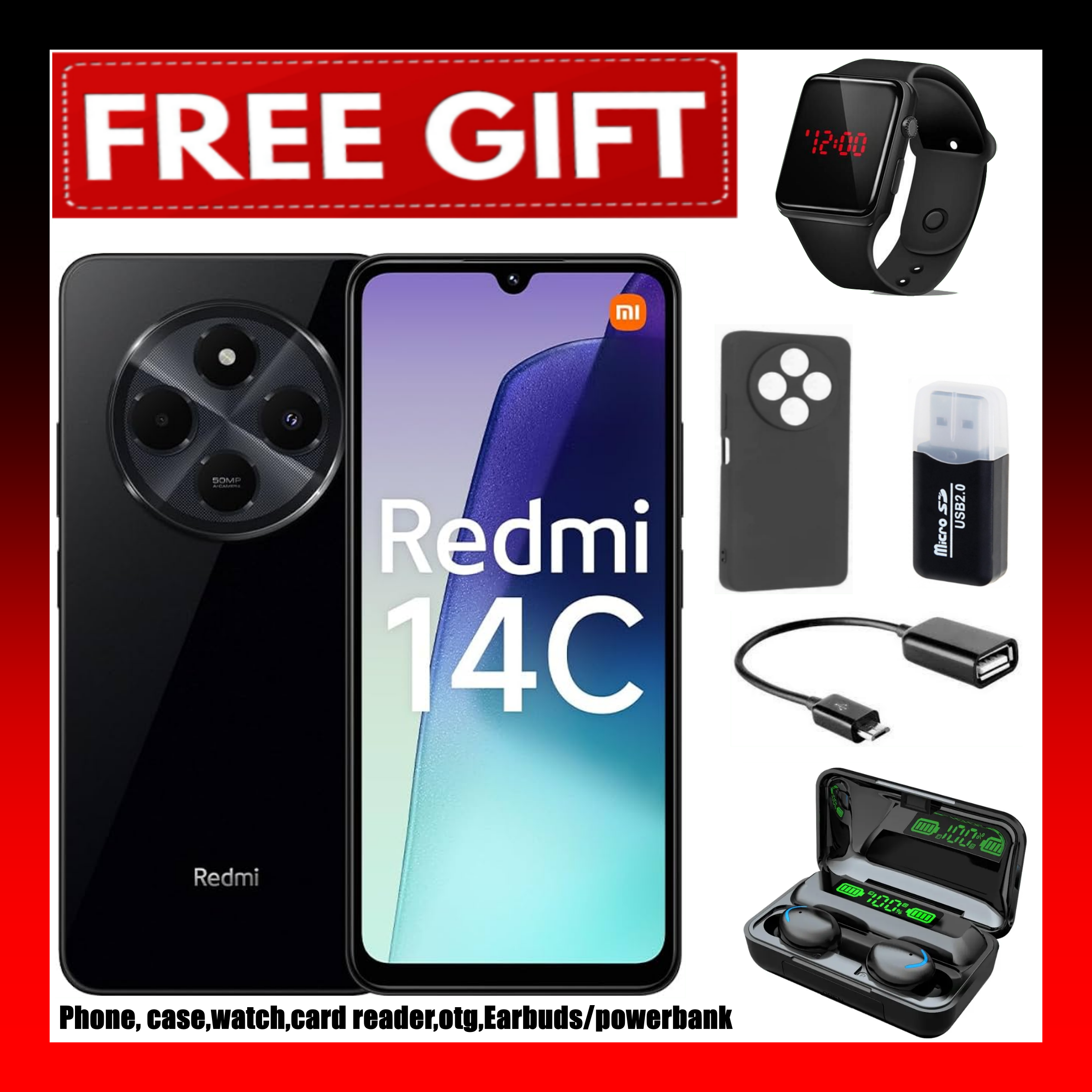 ANNIVERSARY DEALS!! [EAST AFRICA] BRAND NEW Xiaomi Redmi 14C 8(4+4)GB RAM + 256GB/128GB Storage 6.88" 120Hz HD+ 4G Dual Sim 5160mAh Battery 50MP triple main camera Android 14 Smart Phones+FREEBIES