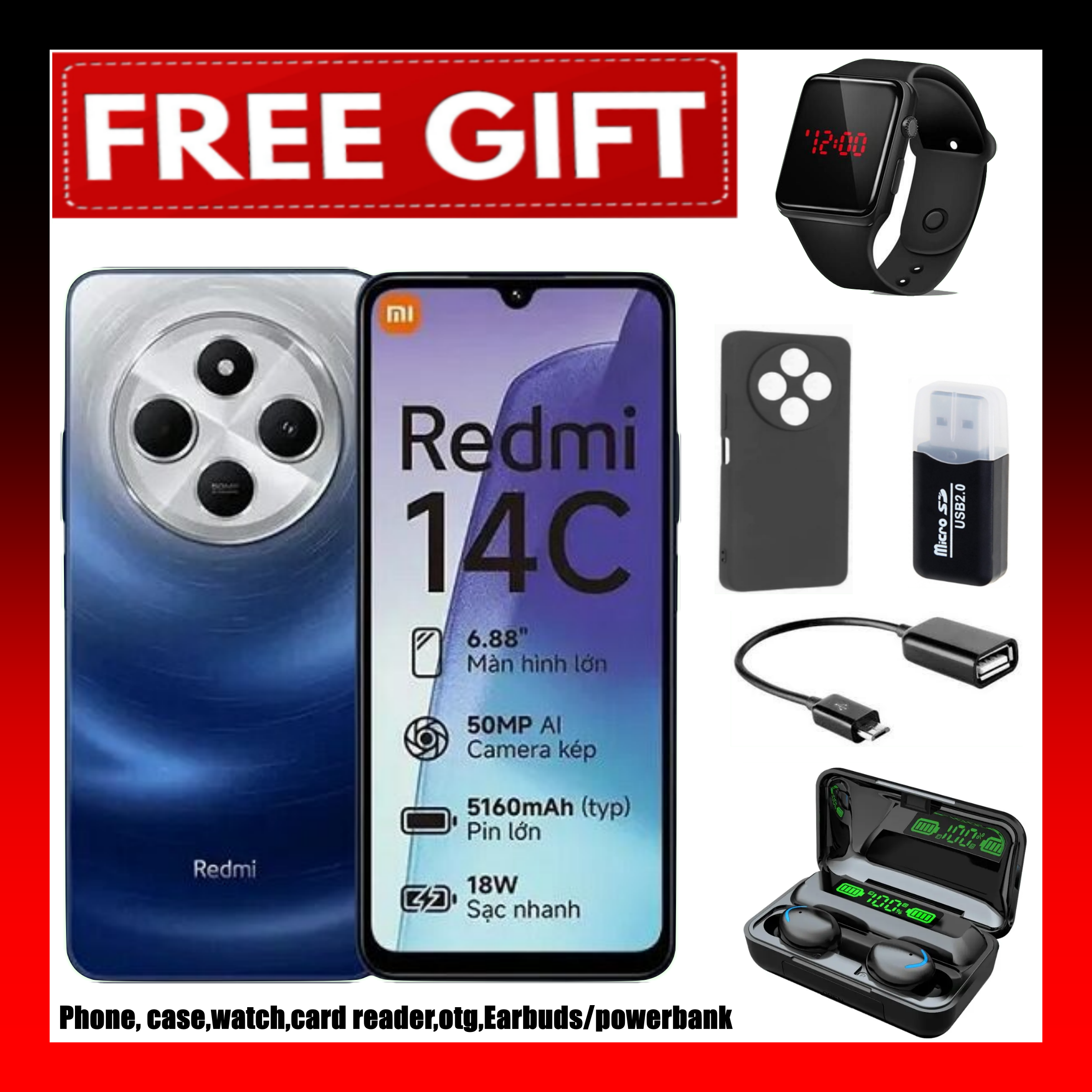 ANNIVERSARY DEALS!! [EAST AFRICA] BRAND NEW Xiaomi Redmi 14C 8(4+4)GB RAM + 256GB/128GB Storage 6.88" 120Hz HD+ 4G Dual Sim 5160mAh Battery 50MP triple main camera Android 14 Smart Phones+FREEBIES
